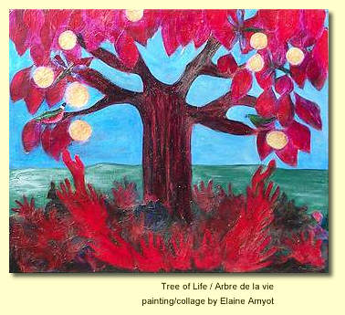 Tree of Life / Arbre de la vie - painting/collage by Elaine Amyot